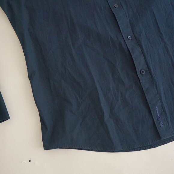 Ben Sherman Heritage Navy 98% Cotton Button Down Regular Fit Dress Shirt XL - Picture 7 of 9